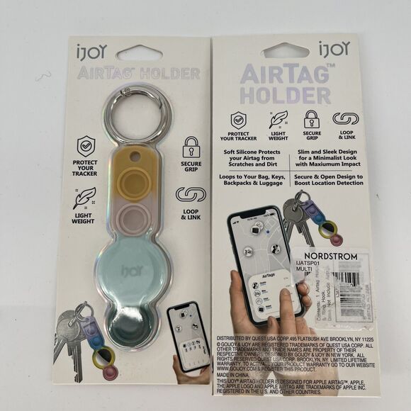 AirTag Holder Pop Ring Hook Keychain Lightweight Set Of 2 - Picture 2 of 2